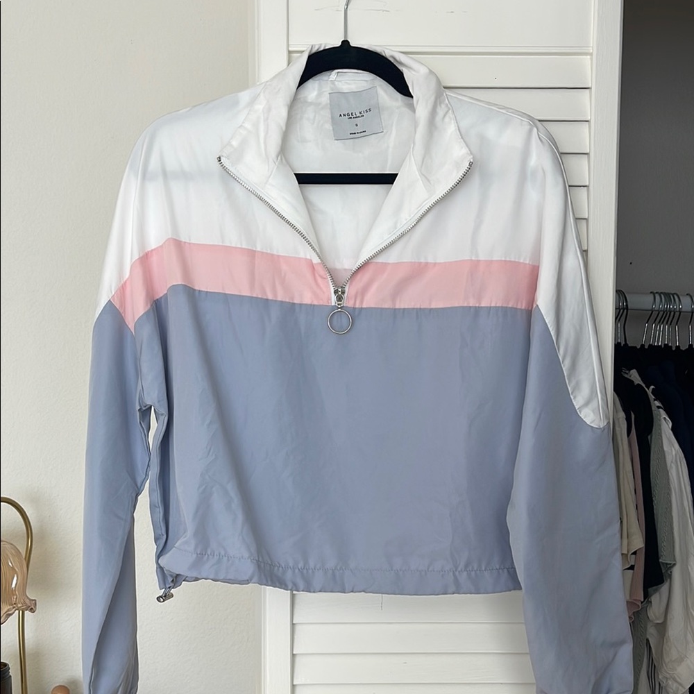 Angel Kiss Light Gray Windbreaker Top